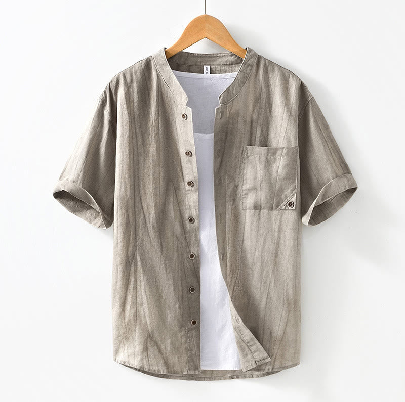 Ramie Linen Stand Collar Mindful Movement Men's Shirt