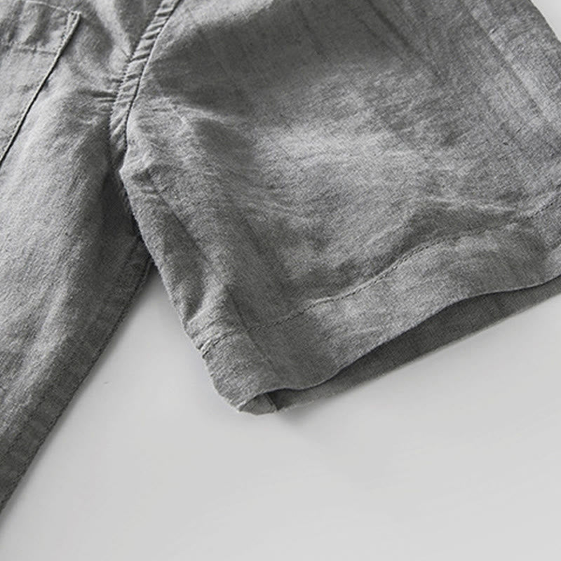 Ramie Linen Stand Collar Mindful Movement Men's Shirt