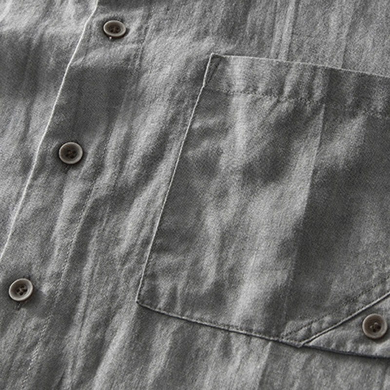 Ramie Linen Stand Collar Mindful Movement Men's Shirt