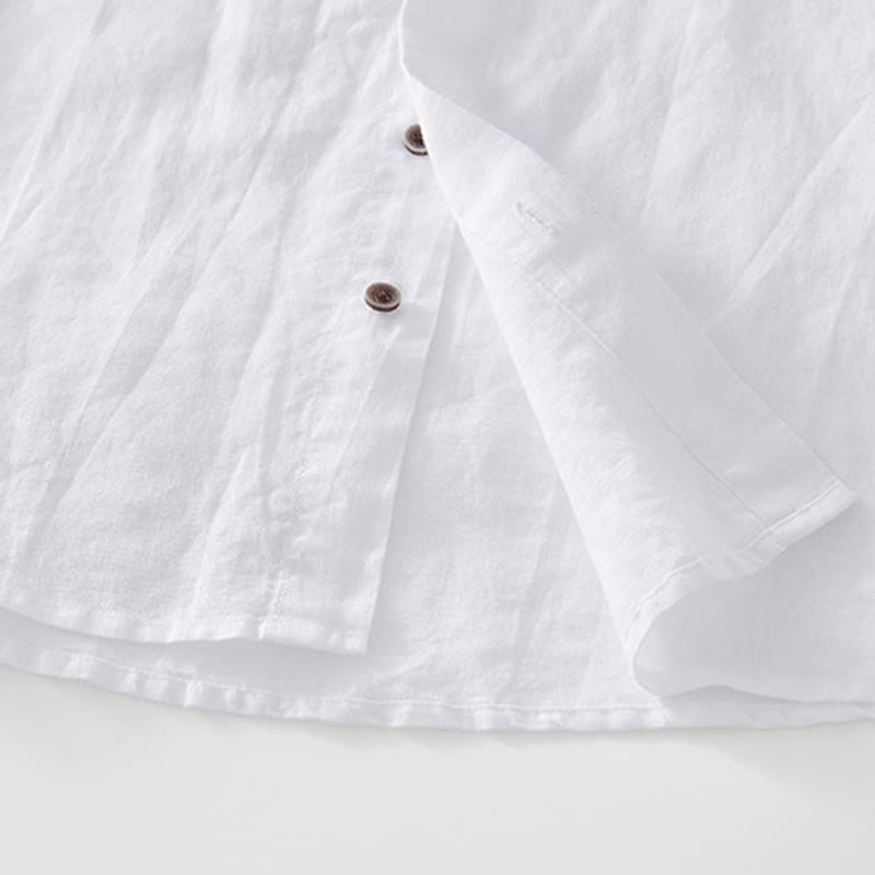 Ramie Linen Stand Collar Mindful Movement Men's Shirt