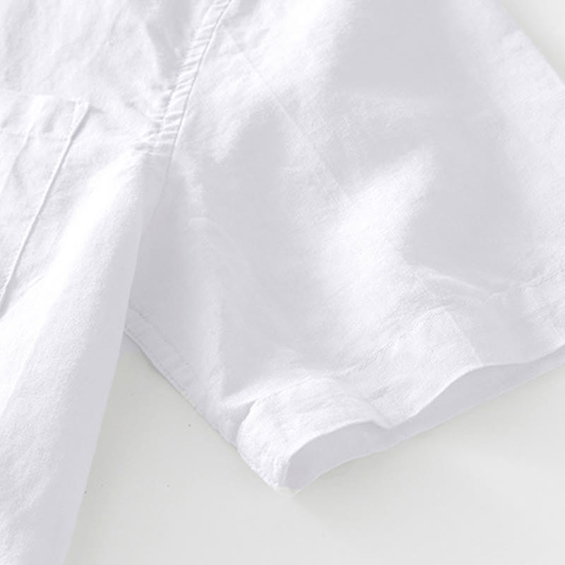 Ramie Linen Stand Collar Mindful Movement Men's Shirt