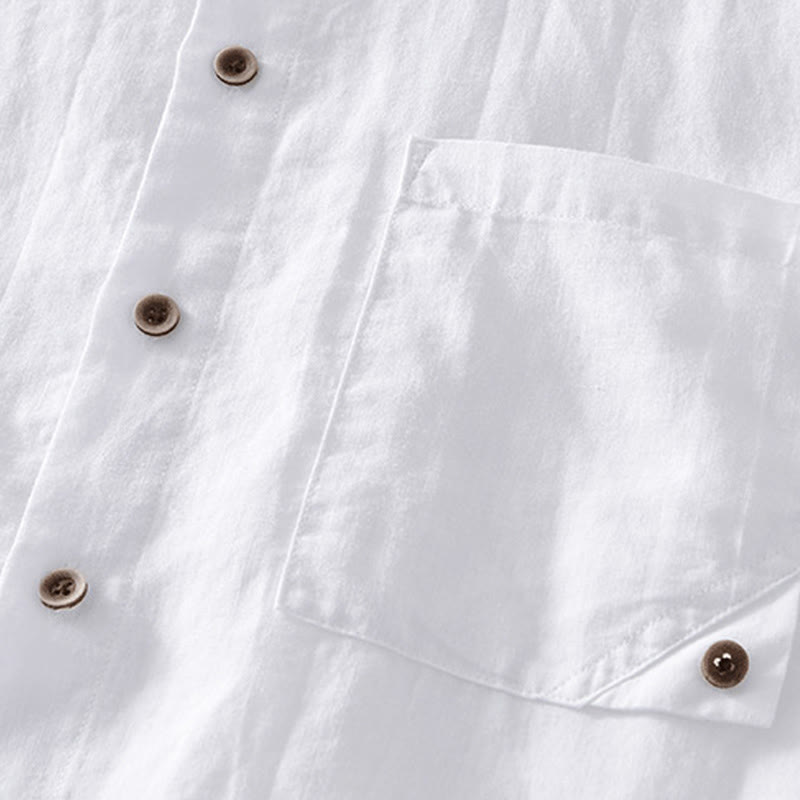 Ramie Linen Stand Collar Mindful Movement Men's Shirt