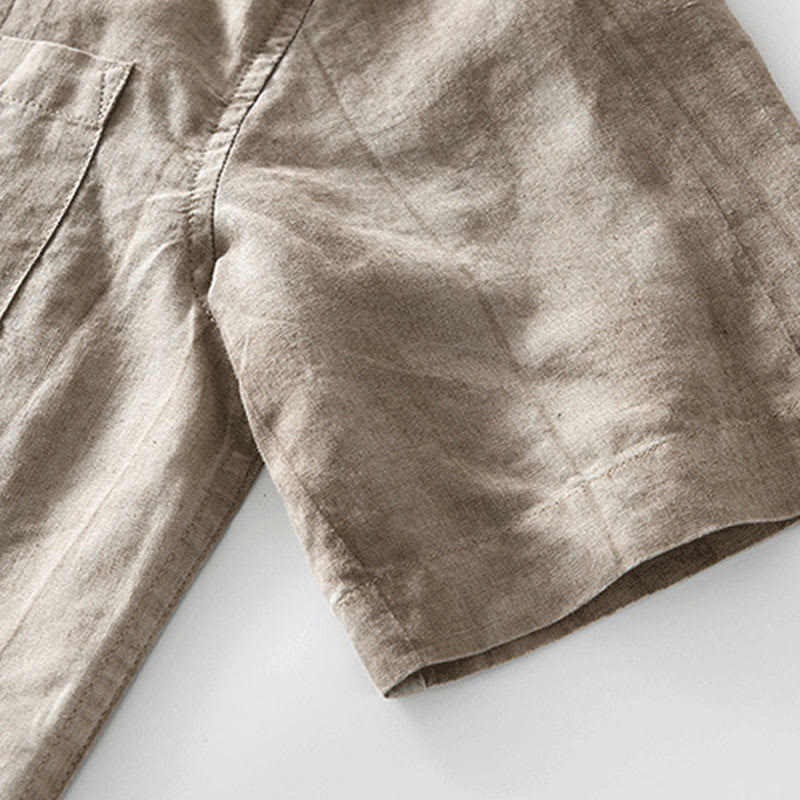 Ramie Linen Stand Collar Mindful Movement Men's Shirt
