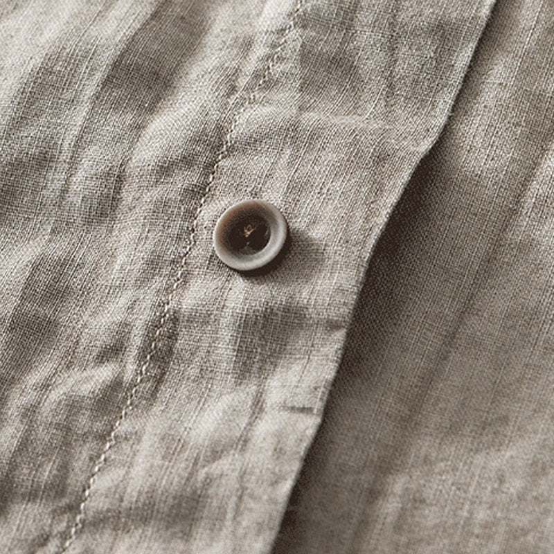Ramie Linen Stand Collar Mindful Movement Men's Shirt