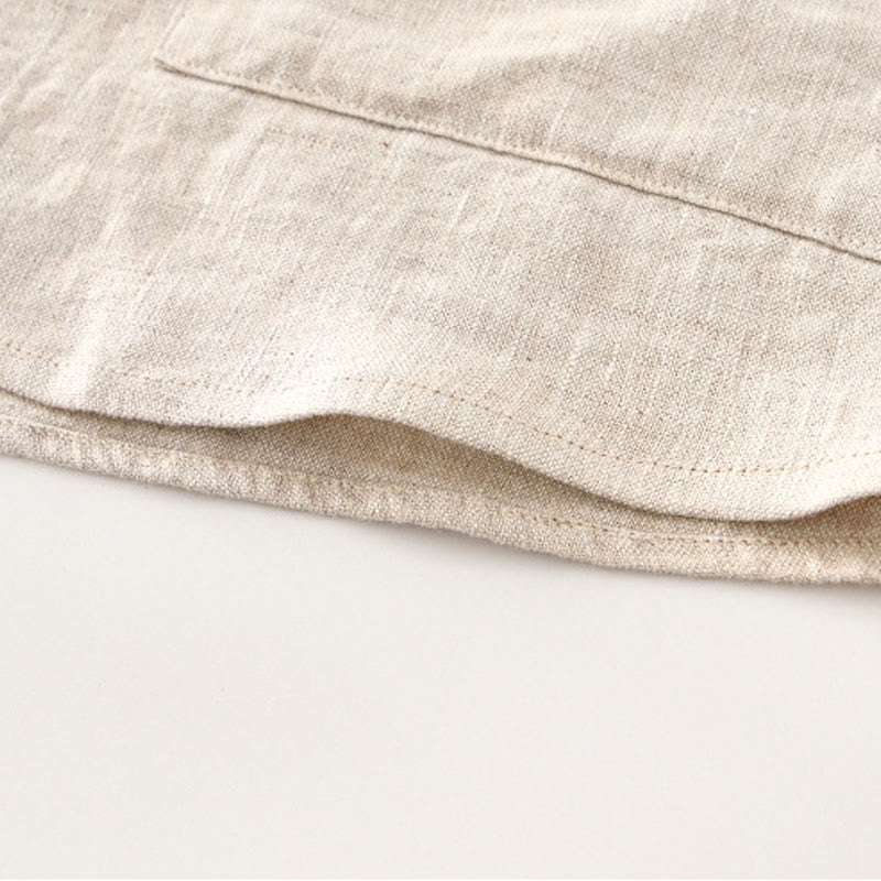 Breathable Linen Stand Collar Mindful Meditation Men's Shirt