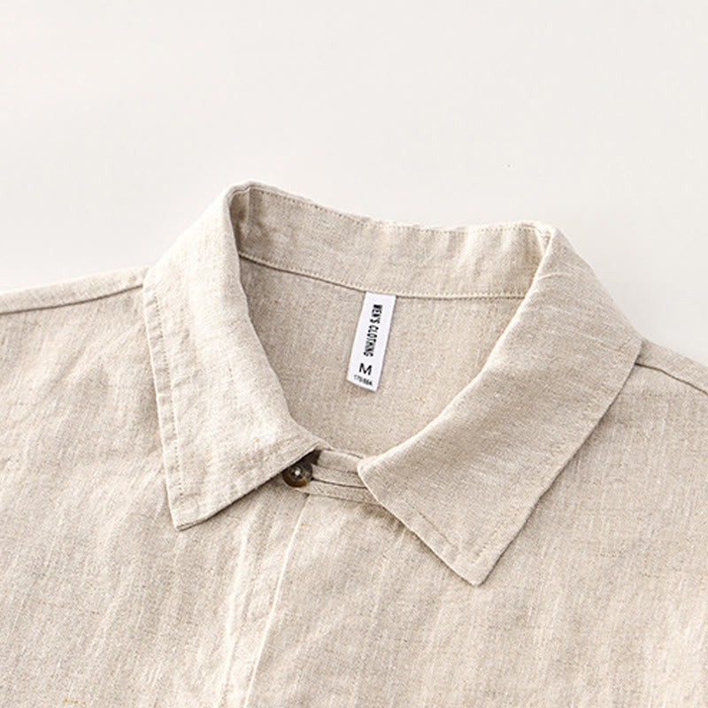 Breathable Linen Stand Collar Mindful Meditation Men's Shirt