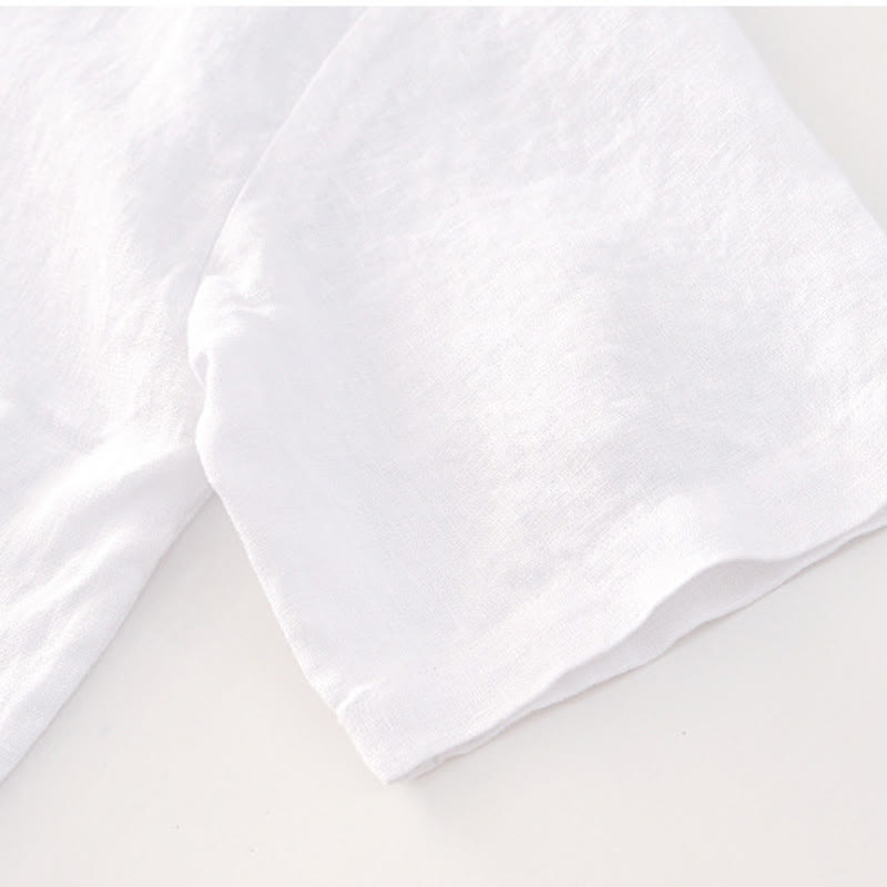 Breathable Linen Stand Collar Mindful Meditation Men's Shirt