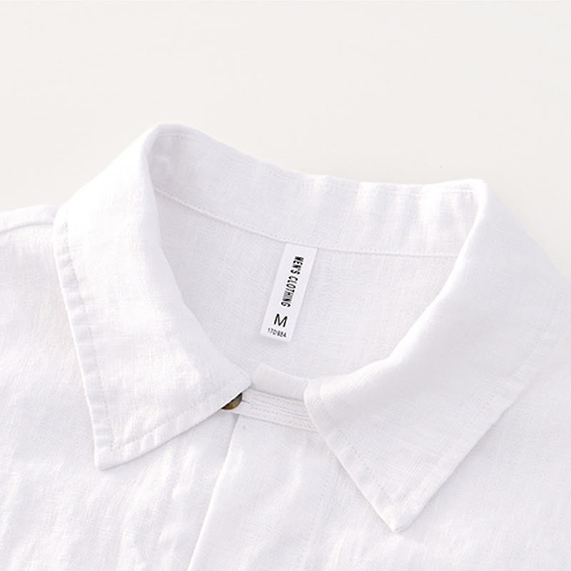 Breathable Linen Stand Collar Mindful Meditation Men's Shirt