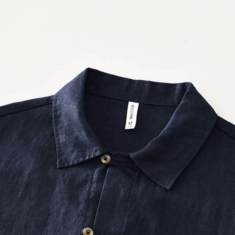 Breathable Linen Stand Collar Mindful Meditation Men's Shirt