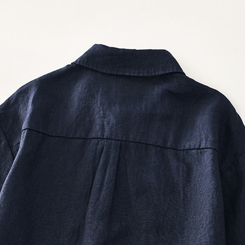 Breathable Linen Stand Collar Mindful Meditation Men's Shirt