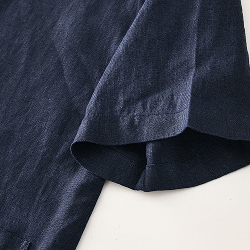 Breathable Linen Stand Collar Mindful Meditation Men's Shirt
