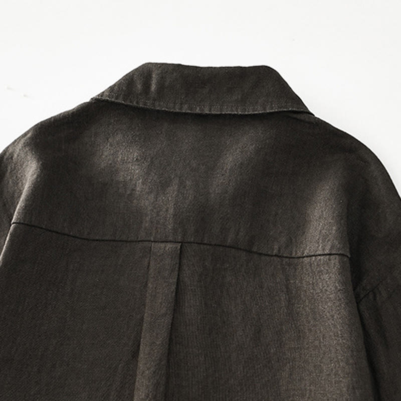 Breathable Linen Stand Collar Mindful Meditation Men's Shirt