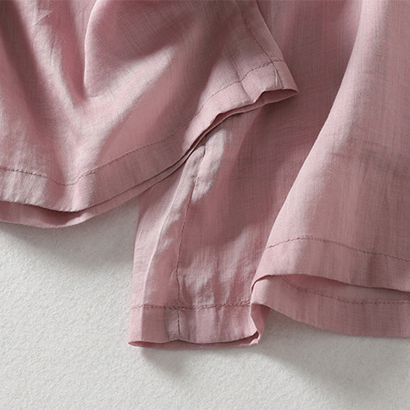 Casual Drawstring Cotton Linen Ankle-Length Women's Wide Leg Pants With Pockets