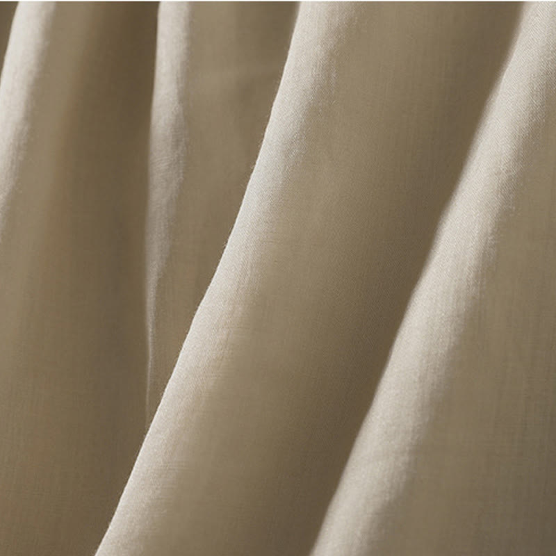 Casual Drawstring Cotton Linen Ankle-Length Women's Wide Leg Pants With Pockets