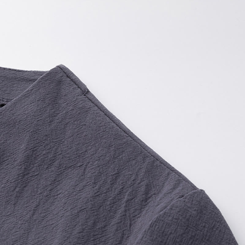 Minimalist Cotton Crane Meditation Shirt and Pants Set