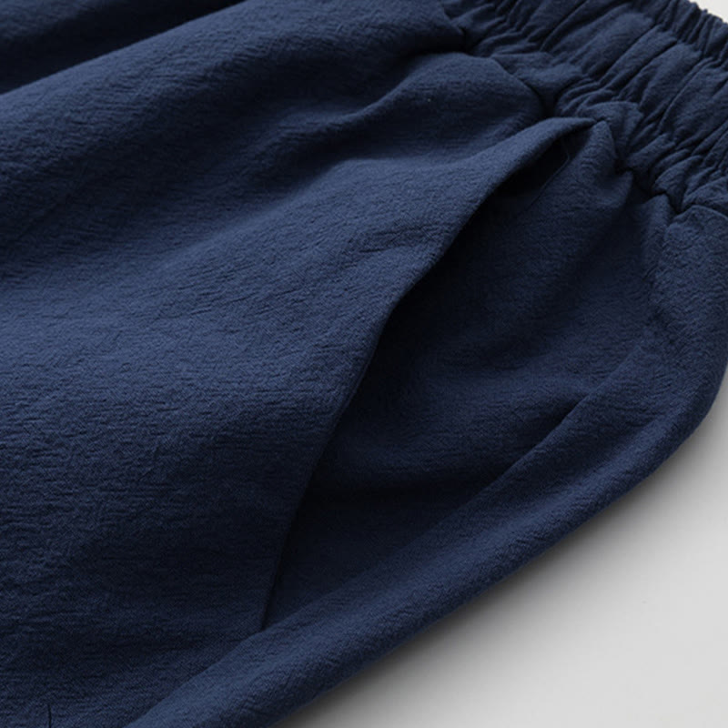 Minimalist Cotton Crane Meditation Shirt and Pants Set