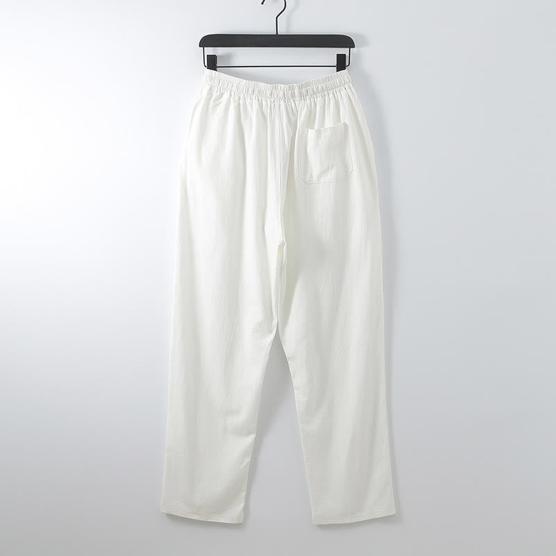 2Pcs Summer V-Neck Cotton Shirt Pants With Pockets Men's Meditation Cloth Set