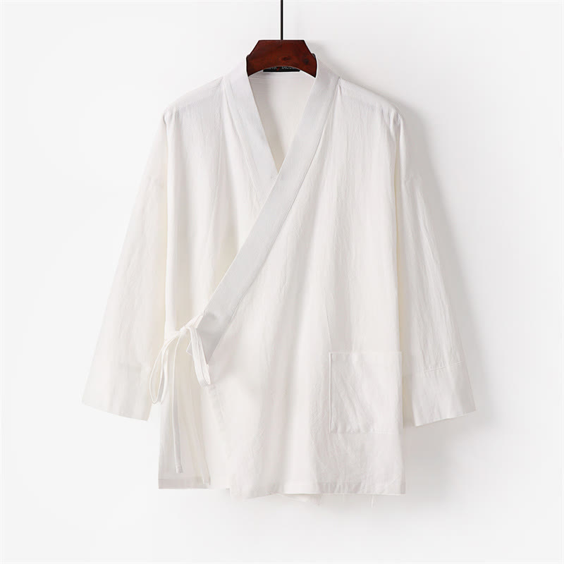 Breathable Cotton Lace-Up Kimono and Pants Mindful Meditation Set