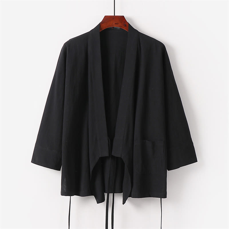 Breathable Cotton Lace-Up Kimono and Pants Mindful Meditation Set