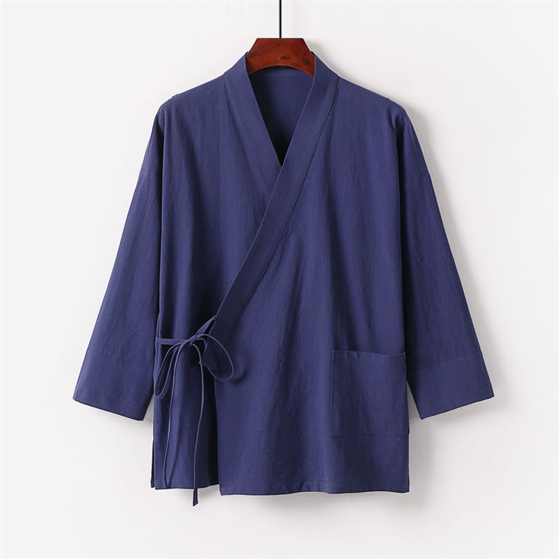 Breathable Cotton Lace-Up Kimono and Pants Mindful Meditation Set