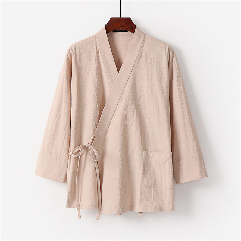 Breathable Cotton Lace-Up Kimono and Pants Mindful Meditation Set