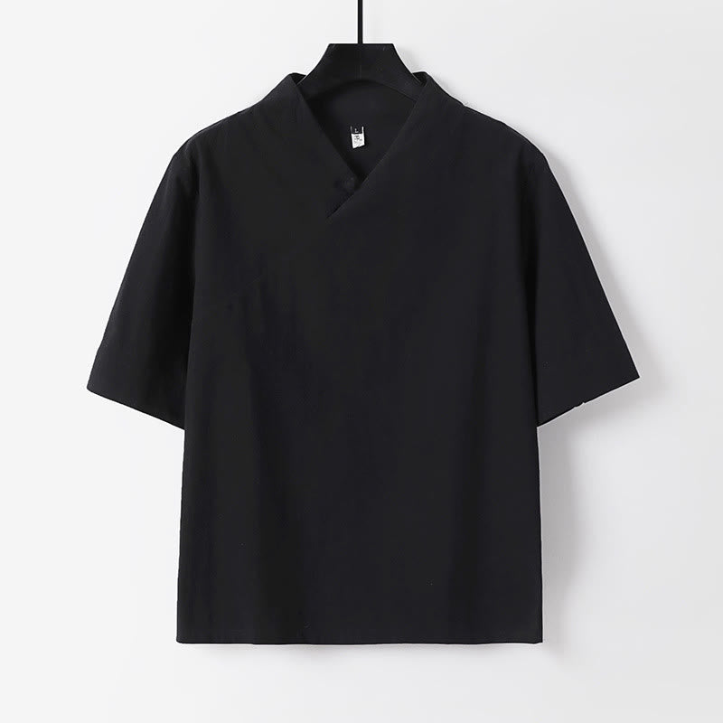 Tactile Cotton V-Neck Meditation Shirt and Pants Set