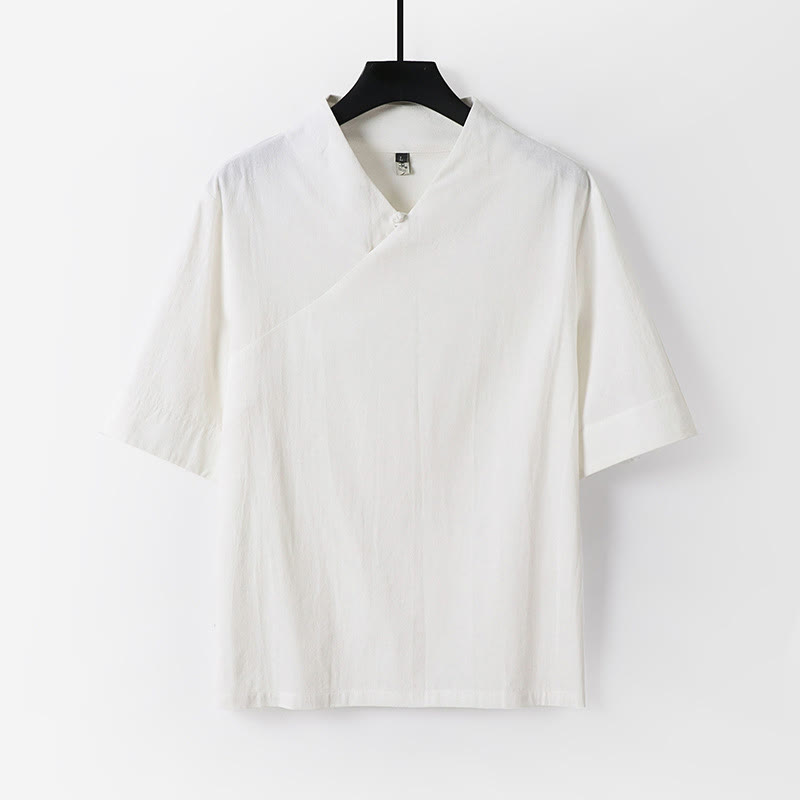 Tactile Cotton V-Neck Meditation Shirt and Pants Set