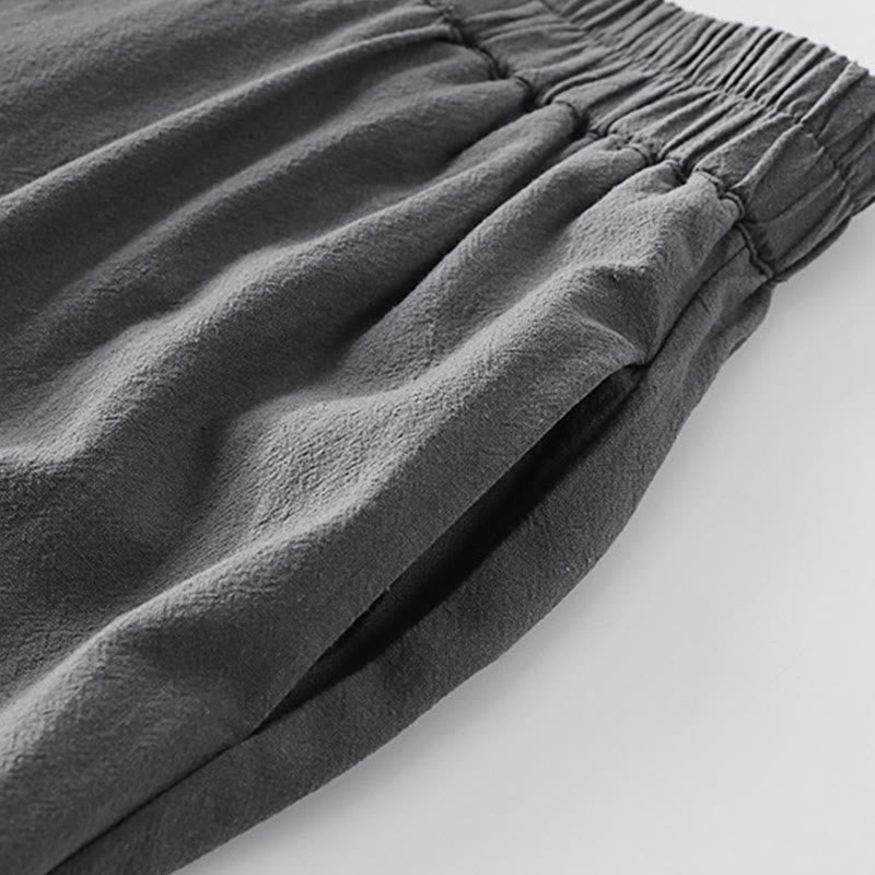Tactile Cotton V-Neck Meditation Shirt and Pants Set