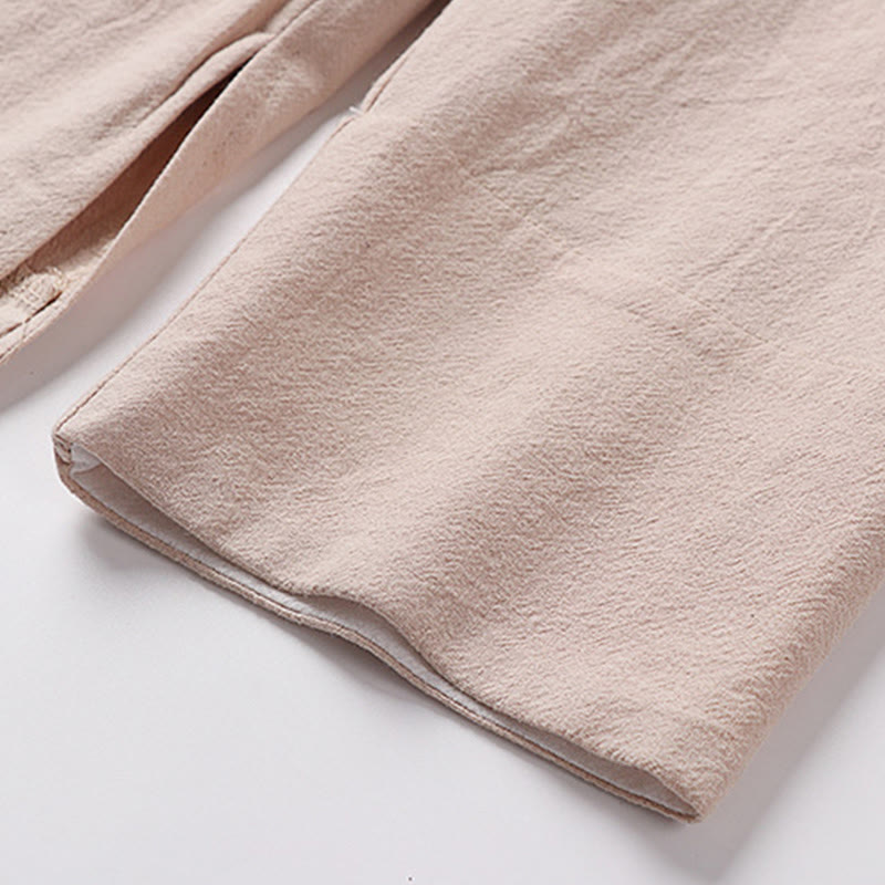 Vintage Plain Chinese Frog-Button Cotton Long Sleeve Men's Shirt