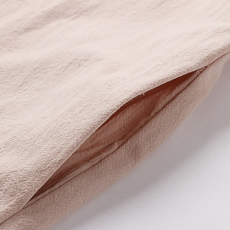 Vintage Plain Chinese Frog-Button Cotton Long Sleeve Men's Shirt