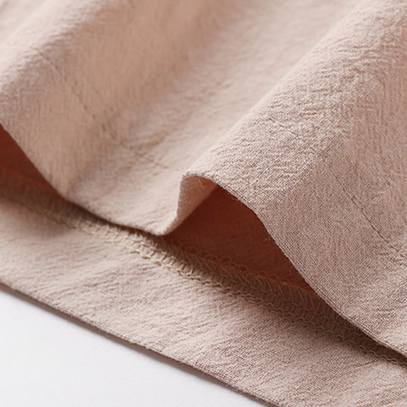 Vintage Plain Chinese Frog-Button Cotton Long Sleeve Men's Shirt