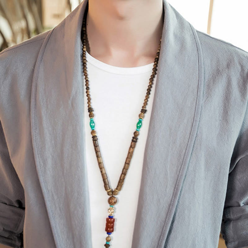 Vintage Plain Lapel Open Front Jacket Cotton Men's Kimono