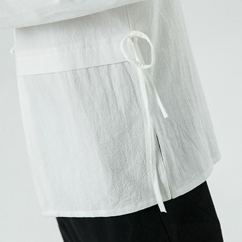 Vintage Chinese Frog-Button Cotton Long Sleeve Men's Shirt