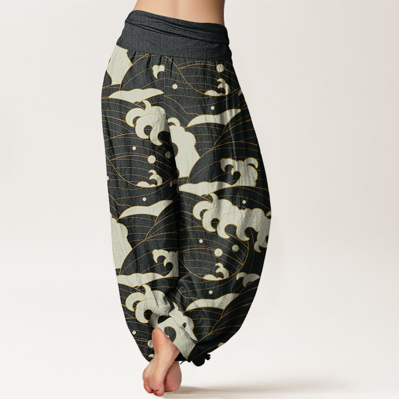 Breathable Cotton Wave Print Mindful Movement Harem Pants