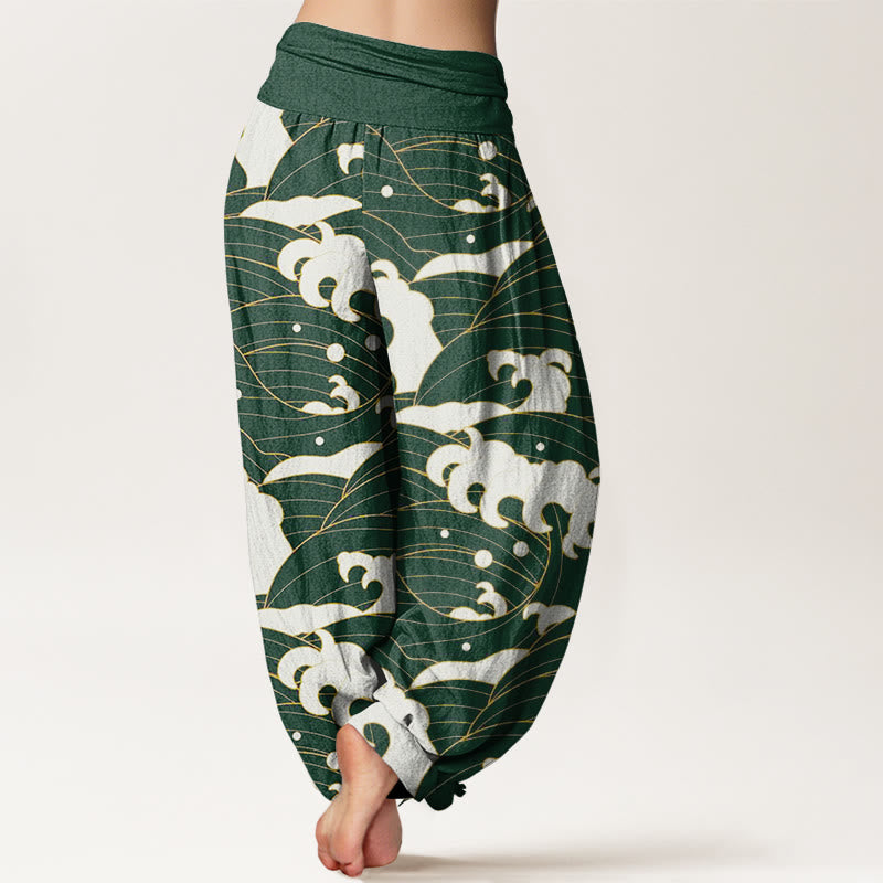 Breathable Cotton Wave Print Mindful Movement Harem Pants