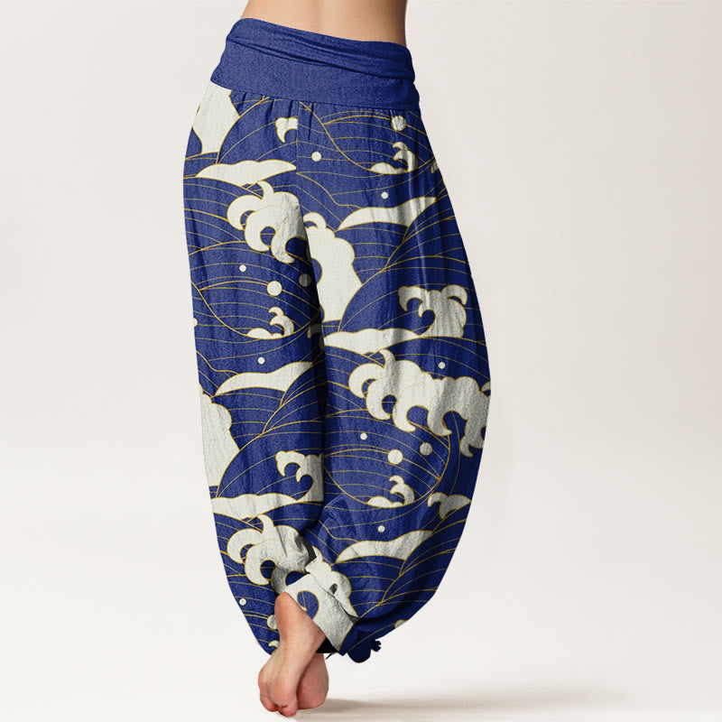 Breathable Cotton Wave Print Mindful Movement Harem Pants
