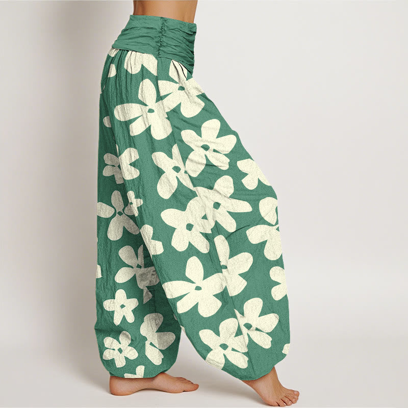 Botanical Cotton Elastic Waist Meditation Harem Pants