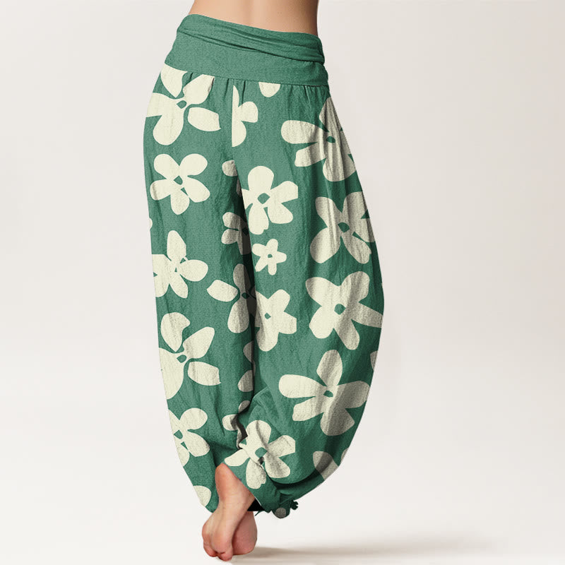 Botanical Cotton Elastic Waist Meditation Harem Pants