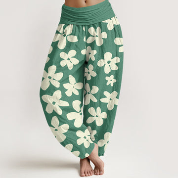 Botanical Cotton Elastic Waist Meditation Harem Pants