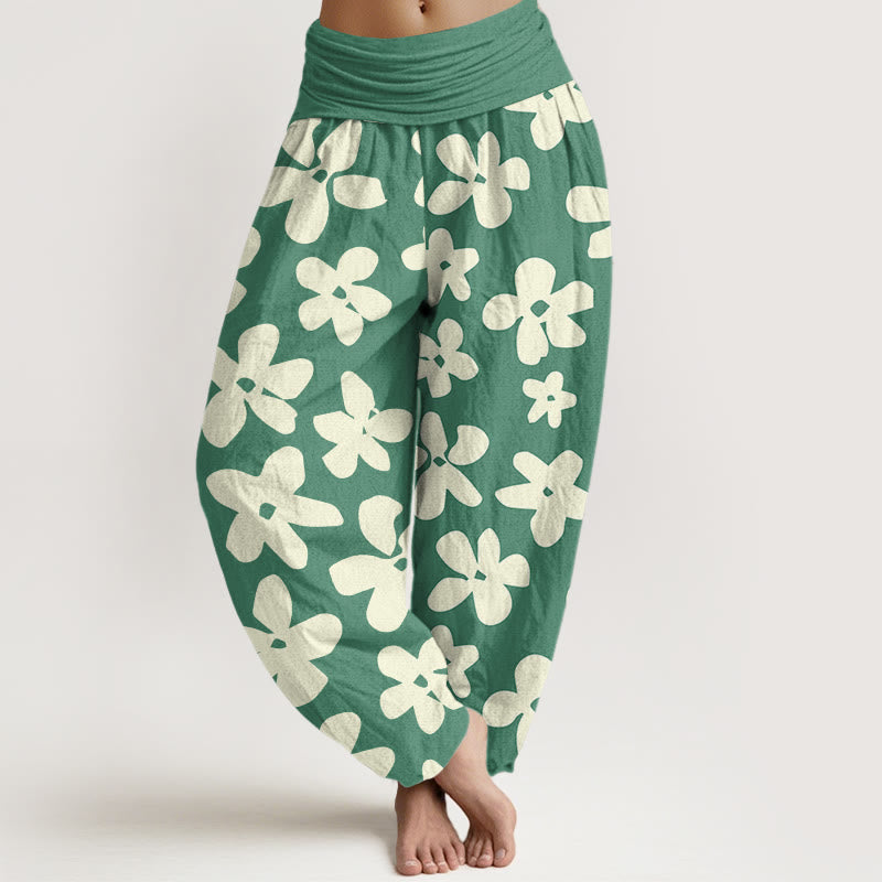 Botanical Cotton Elastic Waist Meditation Harem Pants