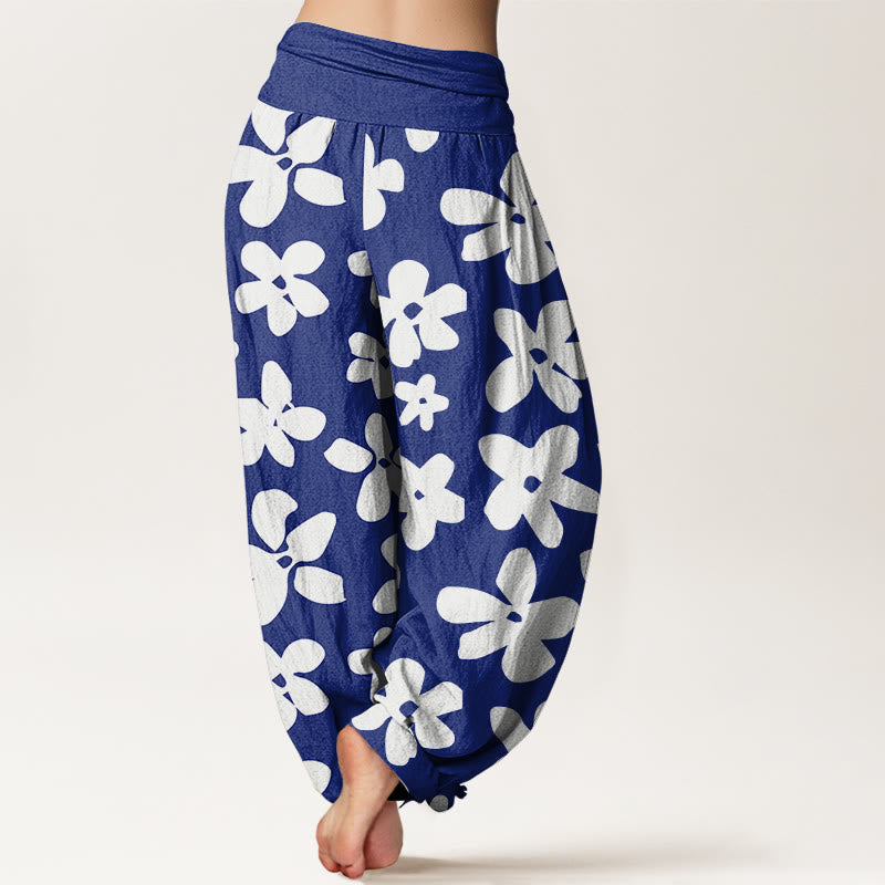 Botanical Cotton Elastic Waist Meditation Harem Pants