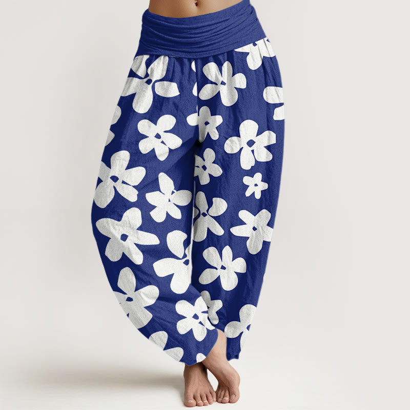 Botanical Cotton Elastic Waist Meditation Harem Pants
