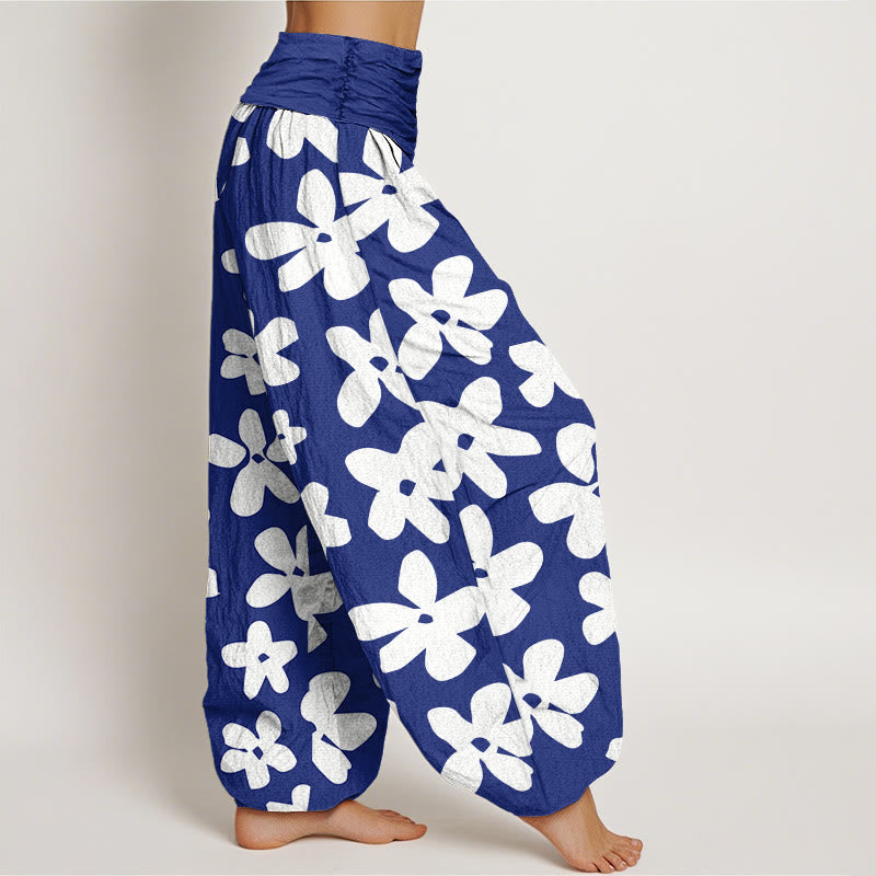 Botanical Cotton Elastic Waist Meditation Harem Pants