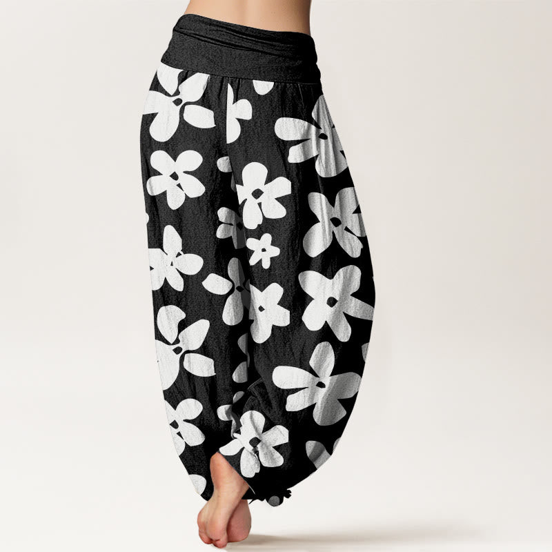 Botanical Cotton Elastic Waist Meditation Harem Pants