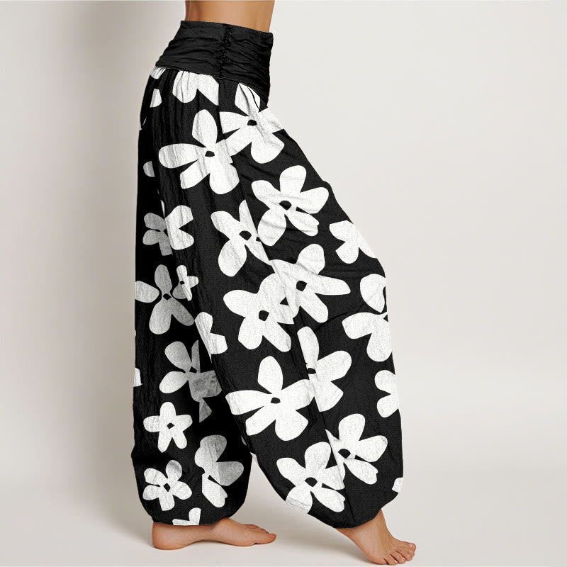 Botanical Cotton Elastic Waist Meditation Harem Pants