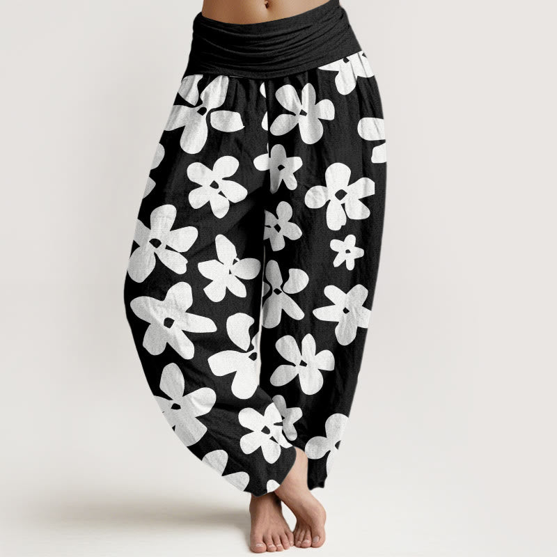 Botanical Cotton Elastic Waist Meditation Harem Pants