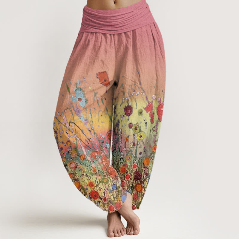 Botanical Cotton Flowing Meditation Harem Pants