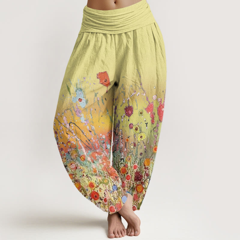 Botanical Cotton Flowing Meditation Harem Pants