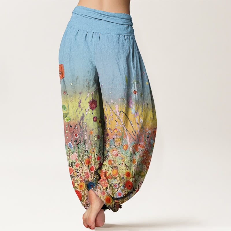 Botanical Cotton Flowing Meditation Harem Pants