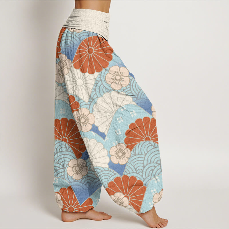 Cotton Wave Print Relaxed Meditation Harem Pants
